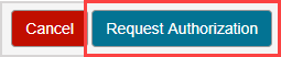 The Request Authorization button appears on the launch page for the student.